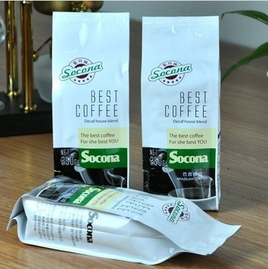 La pianura ha stampato sta sulle borse d'imballaggio del caffè della chiusura lampo della guarnizione del quadrato con le valvole/l'imballaggio della borsa di caffè rinforzo del lato